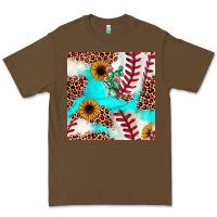 Cacao baseball leopard turquoise cactus sunflower seamless pattern Premium Tee - JahusDesignShop