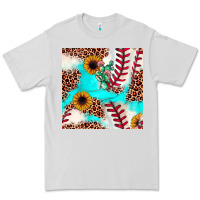 Dove Grey baseball leopard turquoise cactus sunflower seamless pattern Premium Tee - JahusDesignShop