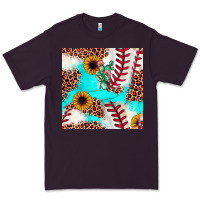 Plum baseball leopard turquoise cactus sunflower seamless pattern Premium Tee - JahusDesignShop