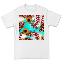 White baseball leopard turquoise cactus sunflower seamless pattern Premium Tee - JahusDesignShop