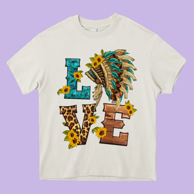 Love Indian Headdress Heavy Core Tee Designed By Hra Design Shop