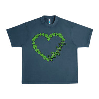 Midnight Navy shamrock heart felling lucky Urban Heavy Tee - MaliasSmallBusiness