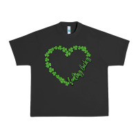 Pigment Black shamrock heart felling lucky Urban Heavy Tee - MaliasSmallBusiness