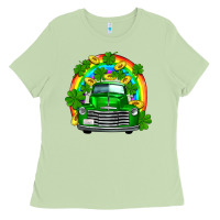 Matcha st patricks shamrock gold rainbow truck Ladies Tee - FaDigitalArtStudio