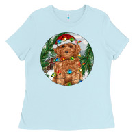 Baby Blue Toy Poodle And Farm Ladies Tee - RanaPortraitStore