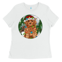 White Toy Poodle And Farm Ladies Tee - RanaPortraitStore