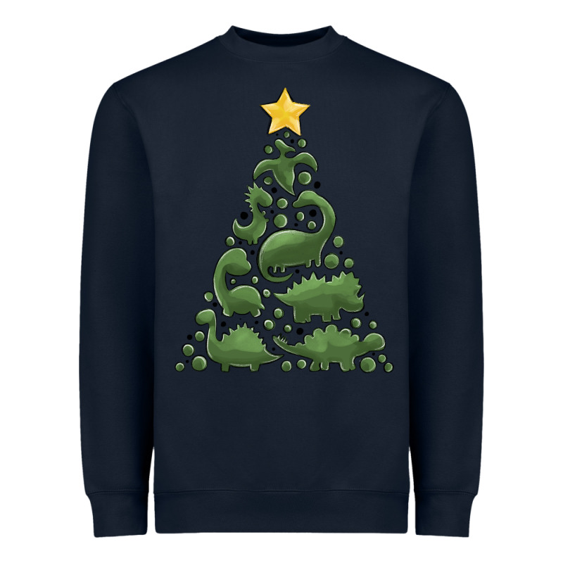 Dinosaur Christmas Tree Heavyweight Sweatshirt by MaliasSmallBusiness | Teevron