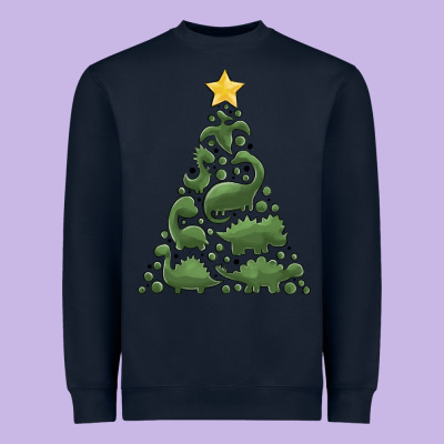 Dinosaur Christmas Tree Heavyweight Sweatshirt Designed By Maliassmallbusiness