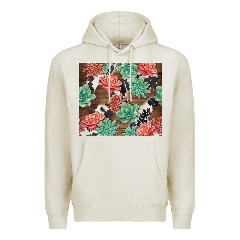 Succulents And Cowhide Premium Hoodie by TumblerDesignByShophia | Teevron