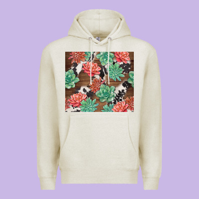 Succulents And Cowhide Premium Hoodie Designed By Tumblerdesignbyshophia