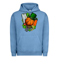 Pigment Pebble Blue St. Patrick's Day Basketball Urban Hoodie - FaDigitalArtStudio