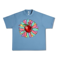 Pebble Blue teacher apple Urban Heavy Tee - MaliasSmallBusiness
