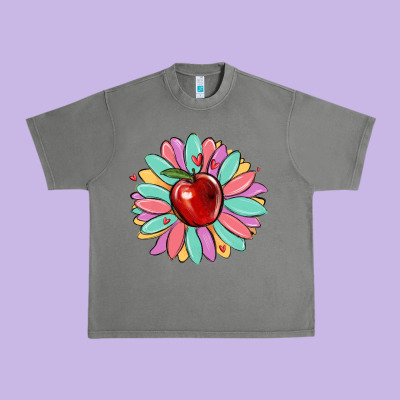 Teacher Apple Urban Heavy Tee Designed By Maliassmallbusiness