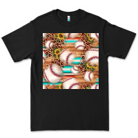 Black baseball leopard sunflower seamless pattern Premium Tee - JahusDesignShop