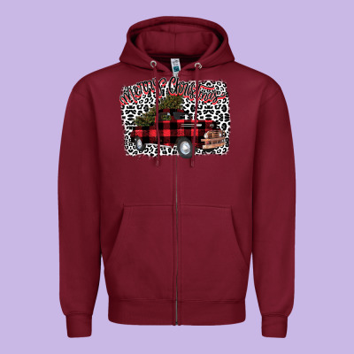 Merry Christmas Truck Zipper Hoodie Designed By Bettercallsaul