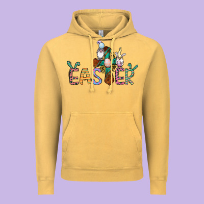 Cross Rabbit Easter Gnomes Vintage Hoodie Designed By Jasminsmagicworld
