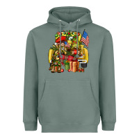 Sage Christmas army gnomes truck 4th of july Heavyweight Hoodie - HowdyJamesFarm