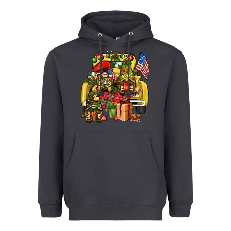 Christmas Army Gnomes Truck 4th Of July Heavyweight Hoodie by HowdyJamesFarm | Teevron