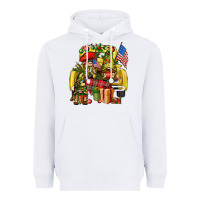 White Christmas army gnomes truck 4th of july Heavyweight Hoodie - HowdyJamesFarm