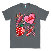 Charcoal Heather valentine xoxo teacher Classic Tee - MaliasSmallBusiness