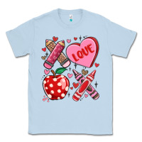 Dusty Blue valentine xoxo teacher Classic Tee - MaliasSmallBusiness