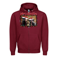Burgundy Merry Christmas Cows Zipper Hoodie - Bettercallsaul