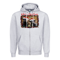 Heather Grey Merry Christmas Cows Zipper Hoodie - Bettercallsaul