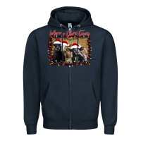 Navy Merry Christmas Cows Zipper Hoodie - Bettercallsaul