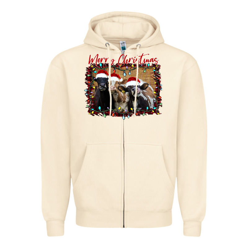 Merry Christmas Cows Zipper Hoodie by Bettercallsaul | Teevron