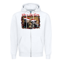 White Merry Christmas Cows Zipper Hoodie - Bettercallsaul