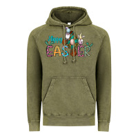 Vintage Olive cross rabbit gnomes happy easter Vintage Hoodie - Jasminsmagicworld