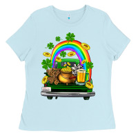 Baby Blue st patricks shamrock gold beer truck Ladies Tee - FaDigitalArtStudio