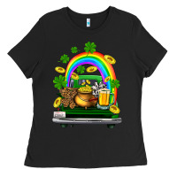 Black st patricks shamrock gold beer truck Ladies Tee - FaDigitalArtStudio