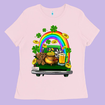 St Patricks Shamrock Gold Beer Truck Ladies Tee Designed By Fadigitalartstudio