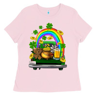 Bubblegum Pink st patricks shamrock gold beer truck Ladies Tee - FaDigitalArtStudio