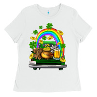 White st patricks shamrock gold beer truck Ladies Tee - FaDigitalArtStudio