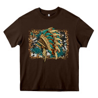 Chocolate Brown indian headdress with background Heavy Core Tee - HRA Design Shop