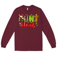 Burgundy aunt claus Long Sleeve Tee - MaliasSmallBusiness