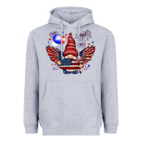 Heather Grey Gnome with 4th Of July elements Heavyweight Hoodie - HowdyJamesFarm