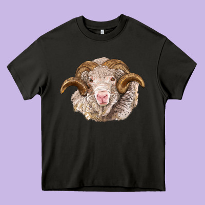 Merino Wool Ram Heavy Core Tee Designed By Barkaloodesign
