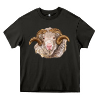 Asphalt merino wool ram Heavy Core Tee - BarkalooDesign