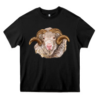 Black merino wool ram Heavy Core Tee - BarkalooDesign