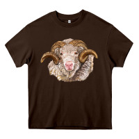 Chocolate Brown merino wool ram Heavy Core Tee - BarkalooDesign