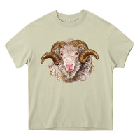 Mossy merino wool ram Heavy Core Tee - BarkalooDesign