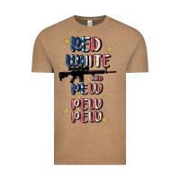 Vintage Coffee red white and pew pew pew Vintage Tee - MaliasSmallBusiness