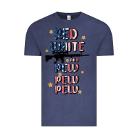 Vintage Denim red white and pew pew pew Vintage Tee - MaliasSmallBusiness