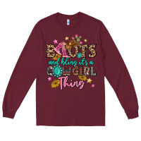 Burgundy boots and bling it's a cowgirl thing Long Sleeve Tee - MaliasSmallBusiness