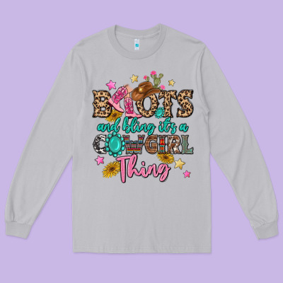 Boots And Bling It's A Cowgirl Thing Long Sleeve Tee Designed By Maliassmallbusiness