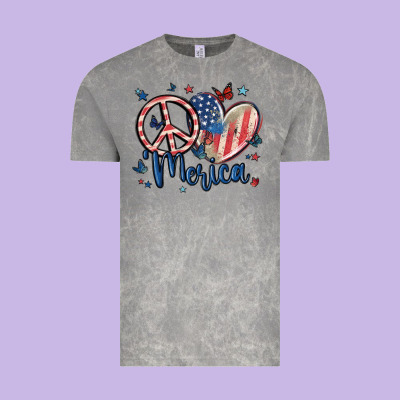 Peace Love 'merica Vintage Tee Designed By Maliassmallbusiness