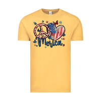 Vintage Mustard peace love 'merica Vintage Tee - MaliasSmallBusiness